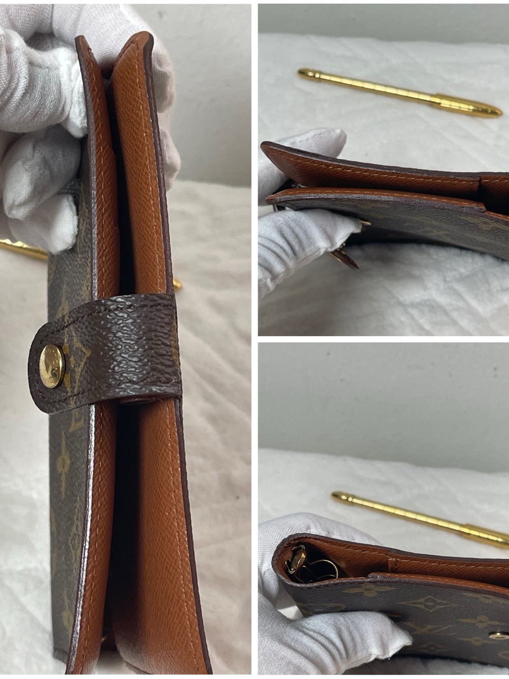Louis Vuitton Brown and Gold Monogram Snap Agenda Cover PM size with Pen - Picture 8 of 16